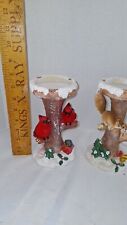 Decorative Christmas Candle Holders (2) Red Birds & Squirrels, Gently Used picture