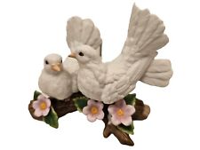 Homco White Porcelain Courting Doves Birds Figurine #1453 picture