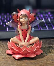 Lady Bug Baby Fairy 91870 on Water Lily Flower Figurine 4.25