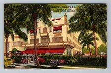 Miami Beach FL-Florida Hotel Granada Period Car Antique Vintage Postcard picture
