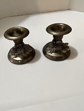 Vintage Set of 2 Studio Silversmiths Candle Holders Sterling Silver Plate Grapes picture