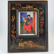 Vintage Rare Maitland Smith Hand Painted floral bird wood picture frame picture