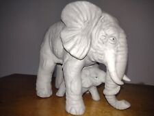 Vintage Aldon Porcelain Grey White Elephant Mother with Calf Made in Japan 1974 picture