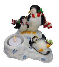 Partylite Slip Slidn Penguins Susan Winget Exclusive Porcelain Tea Candle Holder picture