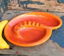 Vintage Royal Haegar USA Art Pottery Atomic Orange Red Amoeba Ceramic Ashtray  picture