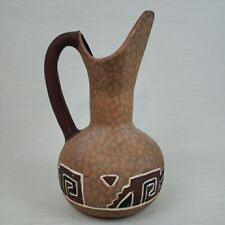 Tonala Mexican Pottery Pitcher Jug Vase Matte Unglazed Brown Sponge Southwest picture