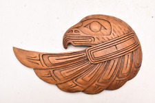 Vintage Northwest Coast Native Salish Eagle Bird Carved Wood Plaque Totem 10