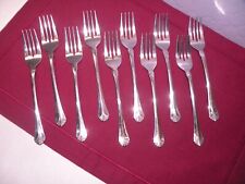 SET OF 10 INTERNATIONAL STAINLESS GLOSSY PLUME TIP Salad Forks INS538 6 1/2 GE4 picture