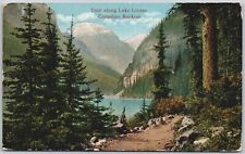 Vintage Postcard Trail Along Lake Louise Canadian Rockies Beautiful View picture