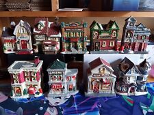 Ceramic Christmas Village Lot Of 9 (Firehouse,Bank,Toy Shop,Post Office) picture