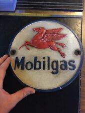 Mobil Oil Sign Plaque Cast Iron METAL Collector Garage Patina Car Truck Auto 9'' picture