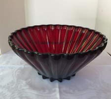 Vintage Anchor Hocking Ruby Red Fluted Serving/Fruit Bowl picture
