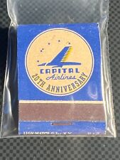 VINTAGE MATCHBOOK - CAPITAL AIRLINES - 20TH ANNIVERSARY - CHICKLETS - UNSTRUCK picture