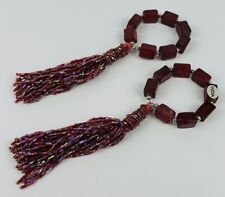 NEW/Open Pampered Chef Napkin Rings Cranberry Beaded Tassels 2 in Package  picture