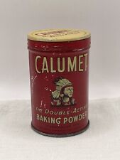 Vintage Calumet Baking Powder Tin Container Can 4 oz Litho Native American Image picture