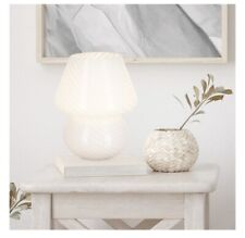 ⚡️Mushroom Lamp, Glass Table Bedside Lamps Translucent Murano Stripe White 8” ✨ picture