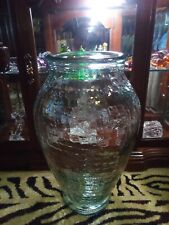 Very large light green glass vase,alligator skin pattern to vase,change jar. picture