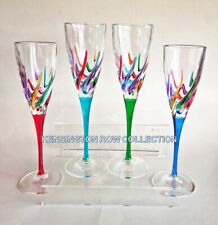 VENETIAN CARNEVALE CHAMPAGNE FLUTES - SET OF FOUR - CHAMPAGNE GLASSES picture