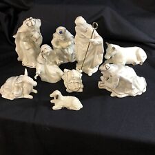  9 Piece White Porcelain with 23K Gold Accents Trim Nativity Scene  picture