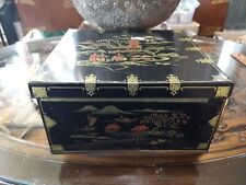 Vintage H.B&S Oriental Chinese black, gold tin litho box. England picture