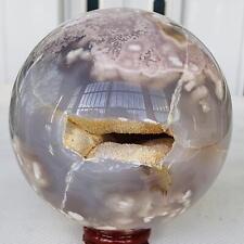 1580g Natural Cherry Blossom Agate Sphere Quartz Crystal Ball Healing picture
