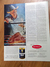 1959 Morton's Salt Ad Texas Longhorn Steak Cowboy Theme picture