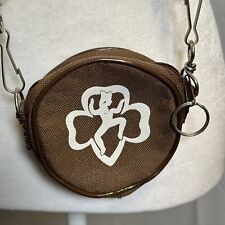 Girl Scout Brownie Pouch Purse Adjustable Shoulder Strap Brown Canvas Type picture