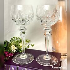 Wine Hocks Rogaska Gallia Cut Blown Glass Yugoslavia Floral Wine Glasses Pair * picture
