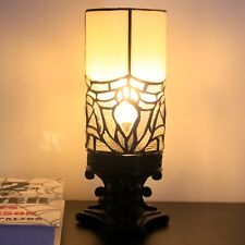 Small Tiffany Table Lamp White Bending Style Stained Glass Lamp 4X10 Iinch picture