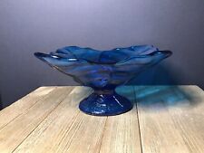 Viking Glass ~ Bluenique ~ Dark Aqua ~ Epic Cabbage Leaf Pedestal 8