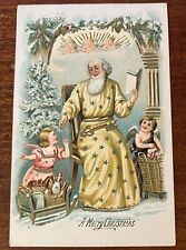ATQ c.1910 Christmas Postcard Saint Nicholas Angels Child Doll A MERRY CHRISTMAS picture