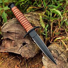 Vintage Handmade Double-Edged V42 Military Stacked Wood  Stiletto Dagger Knife picture