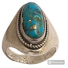 TOWERING BLUE ITHACA PEAK TURQUOISE STERLING SILVER NATIVE AMERICAN RINGsz9.75 picture