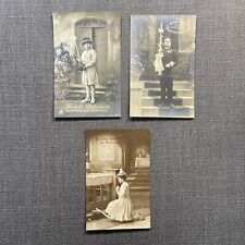 Antique Postcard Lot of 3 RPPC Children First Communion Candle International picture