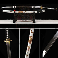 Tiger Theme T10 Steel Clay Tempered Japanese Samurai Sword Real Hamon Full Tang picture