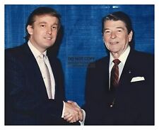 PRESIDENT DONALD TRUMP & RONALD REAGAN SHAKING HANDS 8X10 PHOTOGRAPH picture