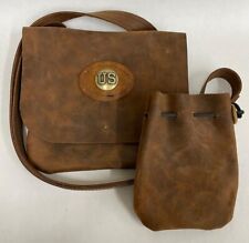 HAVERSACK WAXED COWHIDE LEATHER MUZZLELOADER POSSIBLES BAG US MADE 2 BAG SET picture