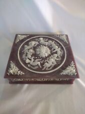 Vintage Genuine Incolay Stone Jewelry Box Large Cherubs picture
