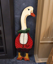 Large Vintage Hand painted Christmas Goose Wood Wall Plaque Art Decor 20