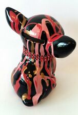 Chihuahua dog money box or piggy bank, black ceramic, height 3'5 inches picture