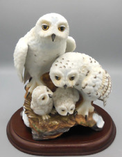 Snowy Owls by Katsumi Ito for Danbury Mint - 1989 w/ COA and wood base picture