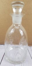 Glass Whiskey Liquor Carafe Decanter with Stopper Etched Barley 8.25