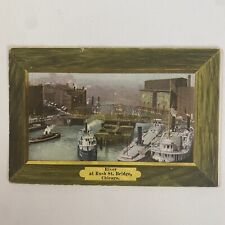 Vintage River at Rush St. Bridge, Chicago, Posted. Postcard picture