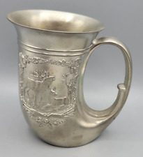 Vintage BMF Zinn Pewter French Horn Trumpet Cup Beer Mug Deer and Turkey picture