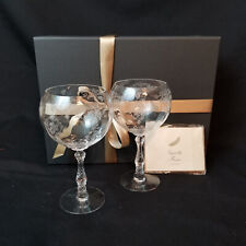 FOSTORIA NAVARRE 7 1/4” CLEAR CRYSTAL MAGNUM BALLOON WINE GLASSES SET OF 2 picture