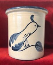 VTG SALT-GLAZED STONEWARE BIRD-ART CROCK UTENSIL JAR - Bujno Pottery Pa - Signed picture