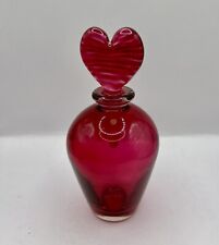 Vintage 1994 Italian Art Glass Blood Red Perfume Bottle Heart Shaped Stopper picture