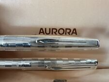 Aurora 98 Gl Pen Fountain Pen Silver Solid 925 + Pen Ball Scrivono picture