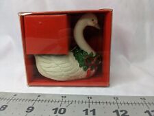 Porcelain Christmas Ornament Swan White 3 Inch Figure picture