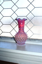 Vintage Czech Glass Vase Pink Opalescent Hobnail picture
